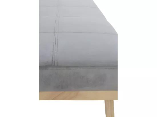 Tabouret tapissé en velours gris avec pieds en bois