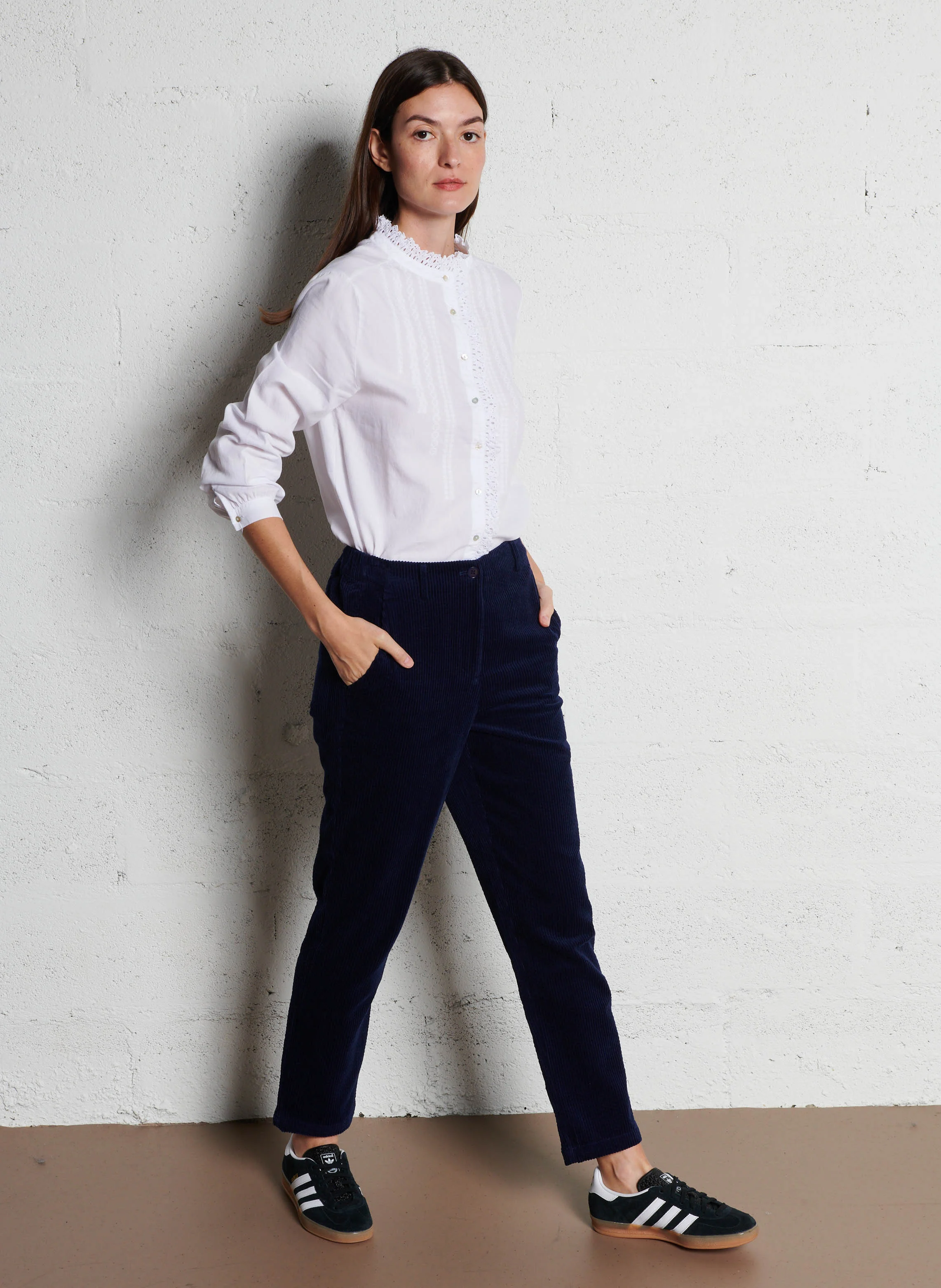 LOLA - Blouse col rond en coton | Blanc