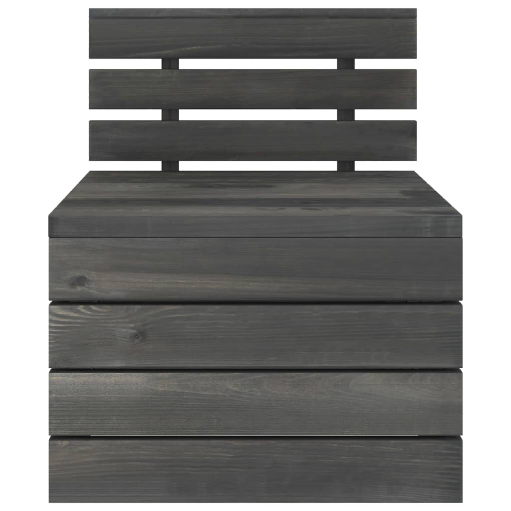 Salon de jardin palette meuble d'extérieur ensemble de mobilier 12 pièces bois de pin massif gris foncé