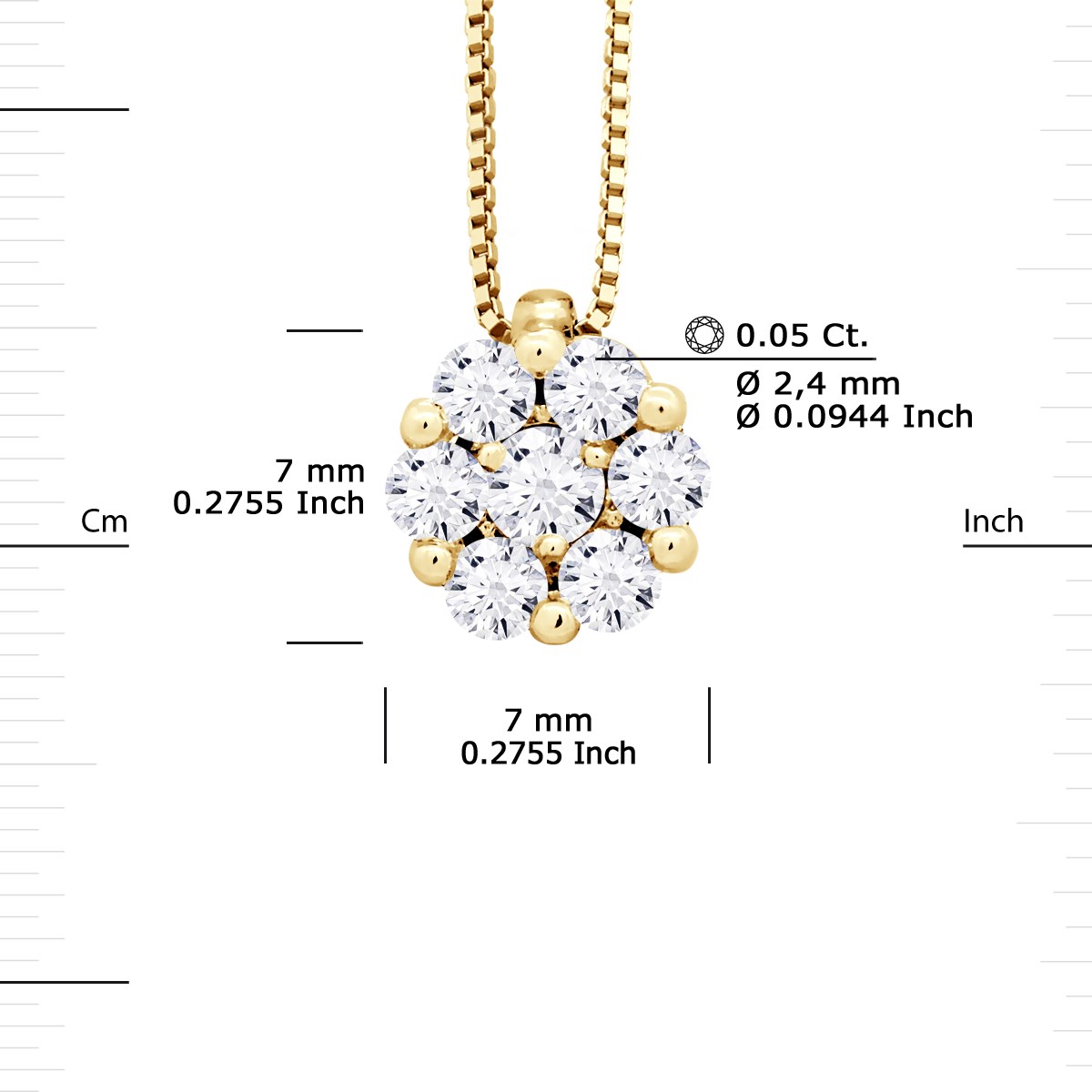 Collier Solitaire Diamants 0,35 Cts Serti illusion 1,25 Cts Or Jaune