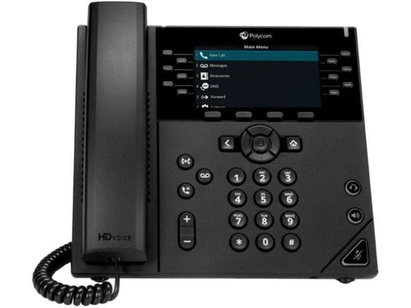 HP Tischtelefon Poly VVX 450 Schwarz IP-Festnetztelefon mit 12 Leitungen und Farbdisplay