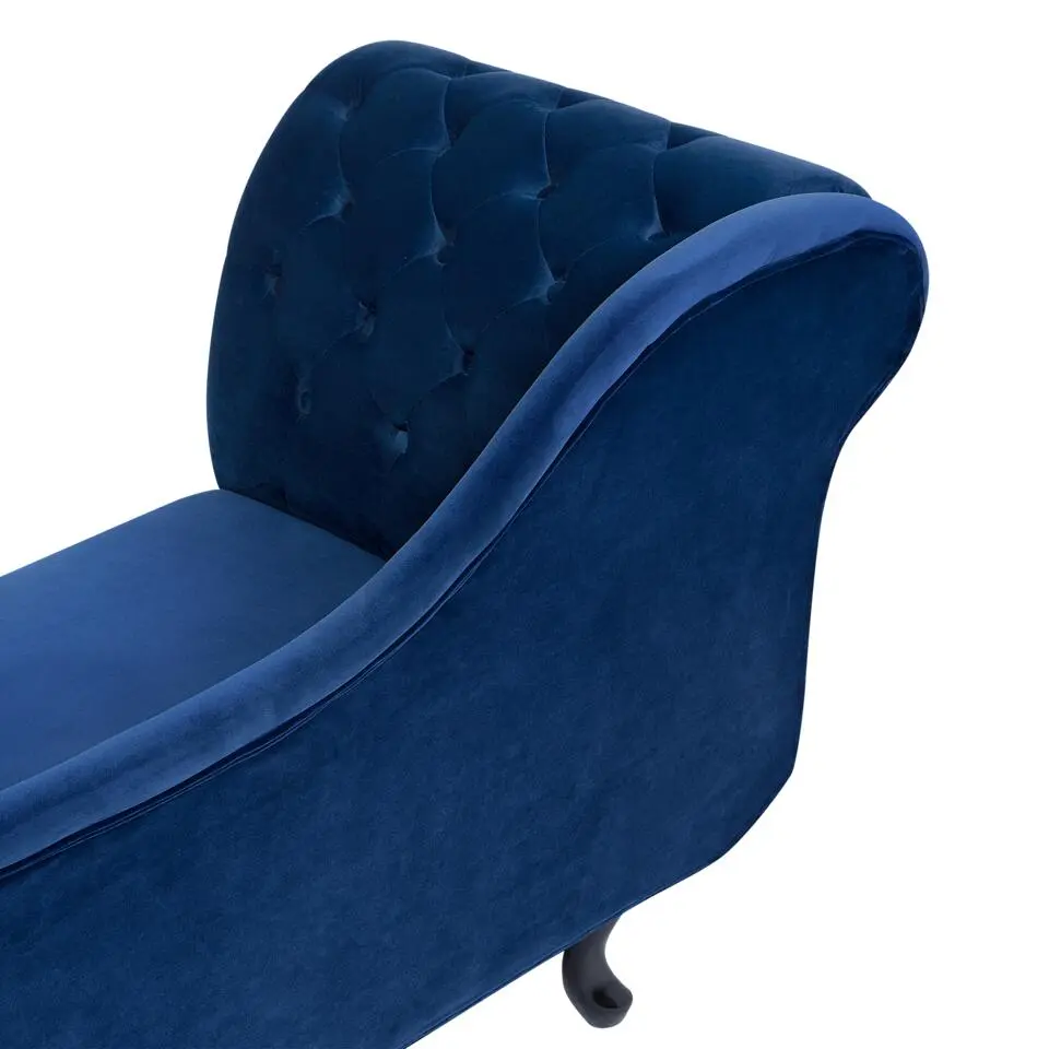 NIMES - Chaise longue - Blauw - Linkerzijde - Fluweel