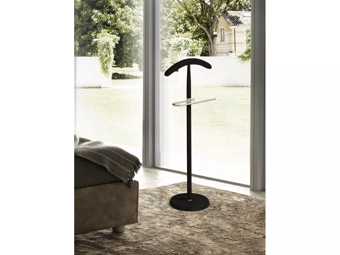 Valet de nuit - H111cm x L44cm x P30cm - hêtre massif noir - Oxford