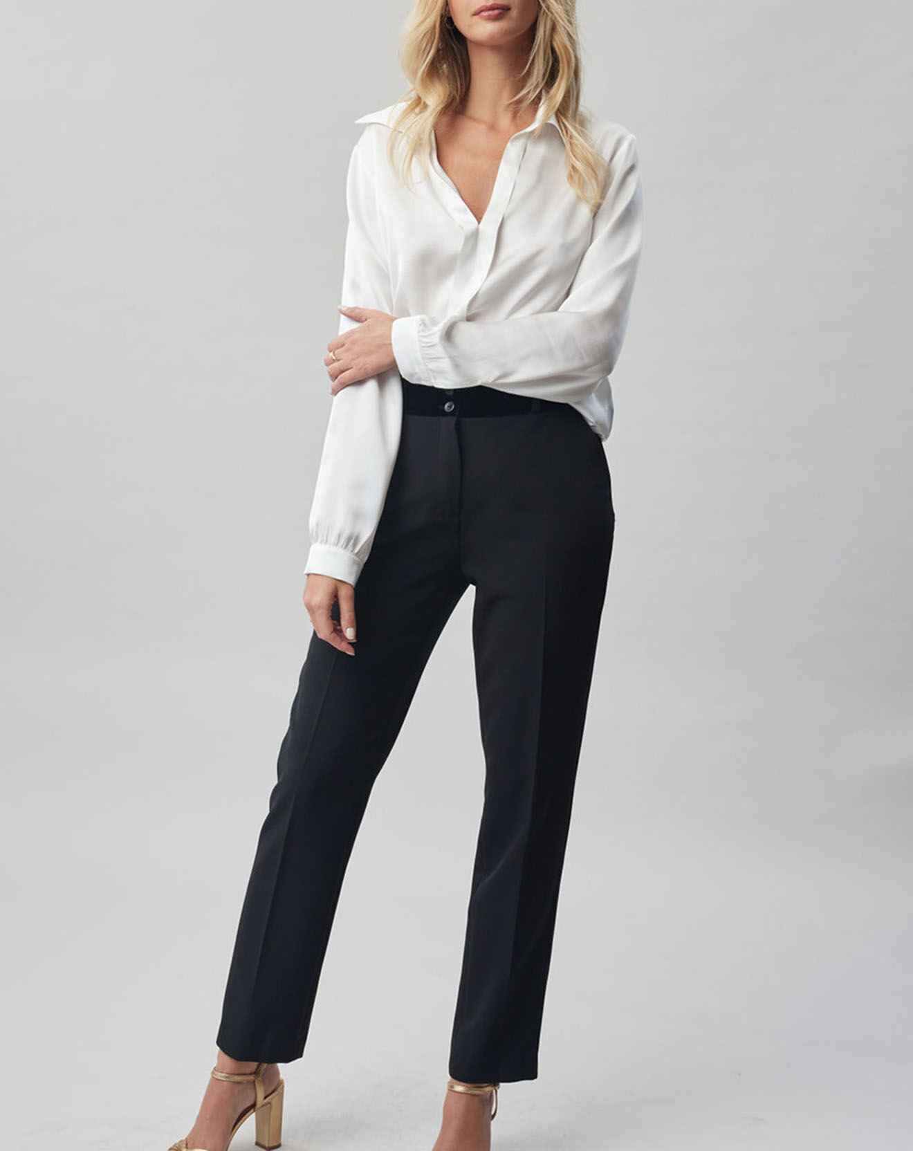 Lauren Vidal Pantalon Vogue taille velours noir