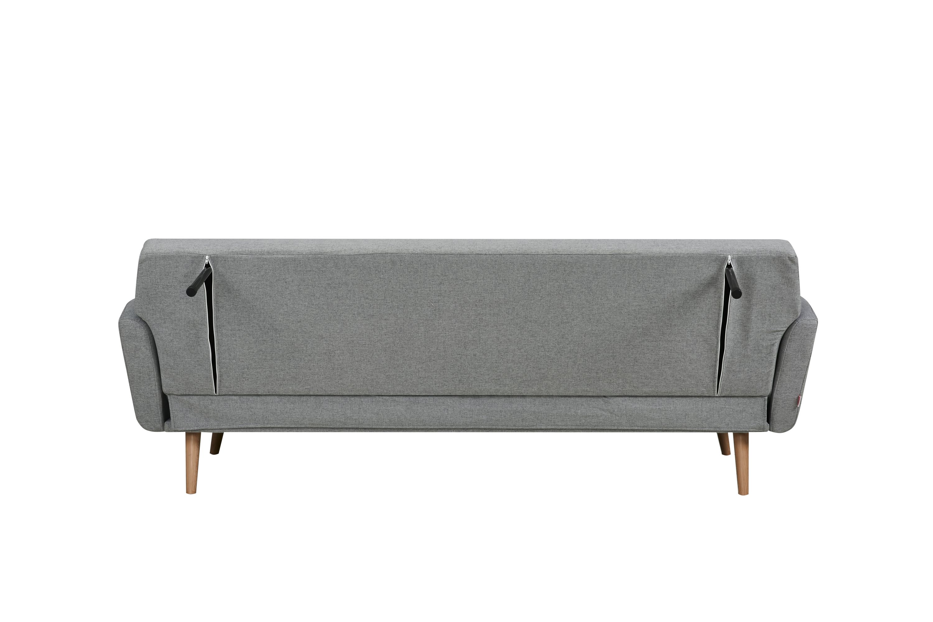 Schlafsofa hellgrau Schlafcouch Sofa Couch Schlaffunktion Gästebett Gästesofa