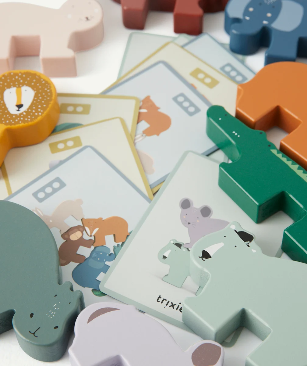 TRIXIEJEU D'EMPILAGE D'ANIMAUX EN BOIS BÉBÉ