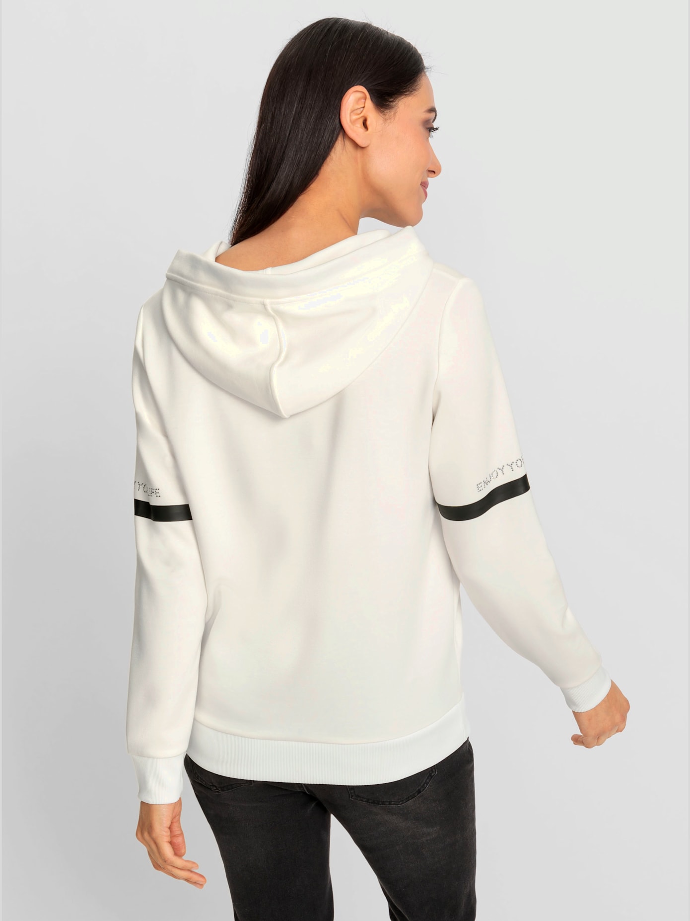 Sweat-shirt inscription avec petites pierres brillantes fantaisie