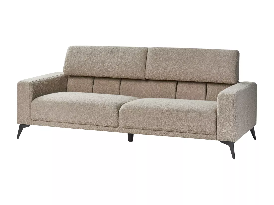 Canapé 3 places en tissu bouclé taupe ANGE