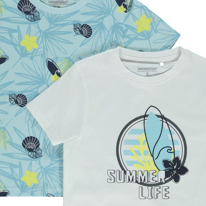 Lot de 2 t-shirts manches courtes fantaisie pour garçon - Bleu