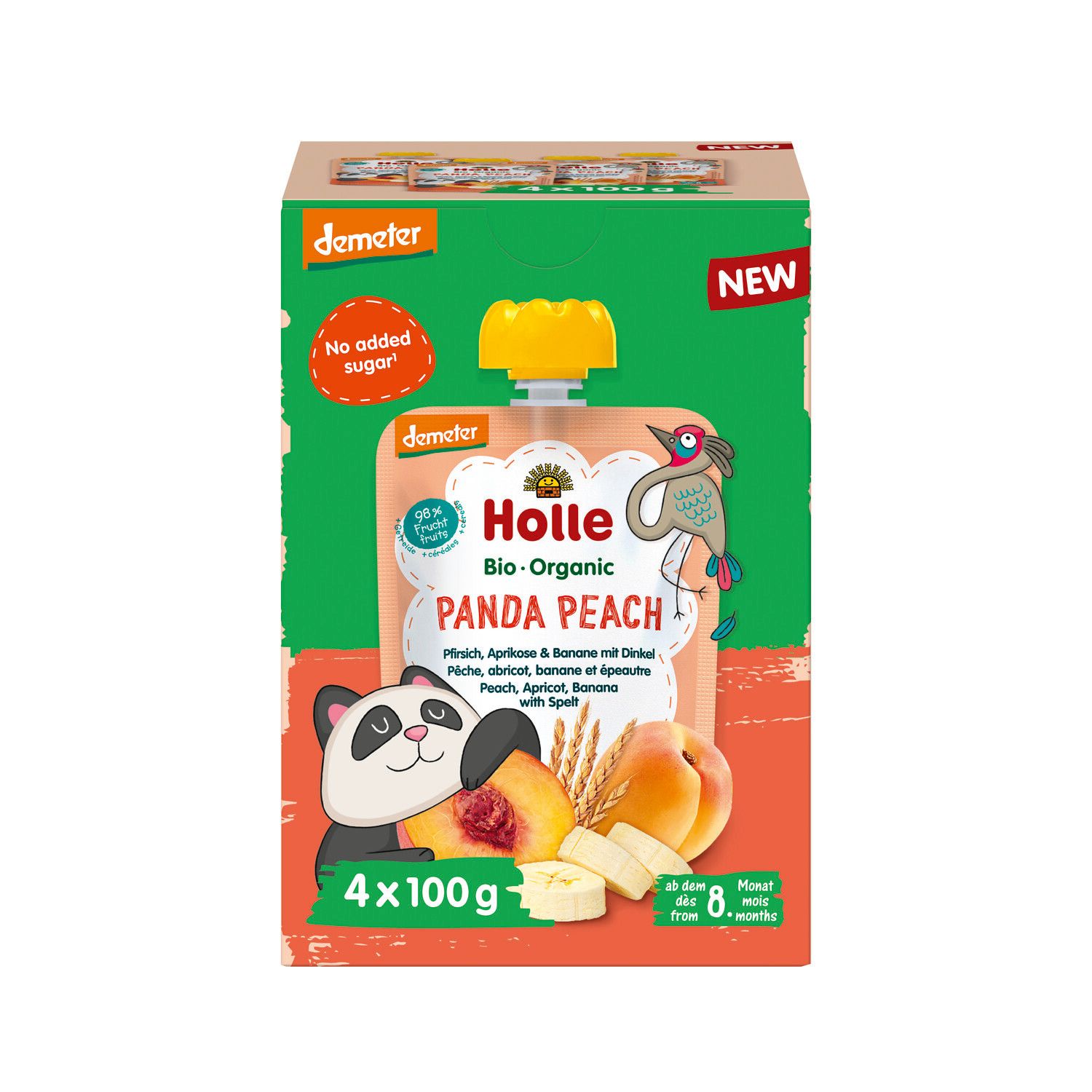 Holle Knijpfruit Panda Peach Multipack (4 stuks)