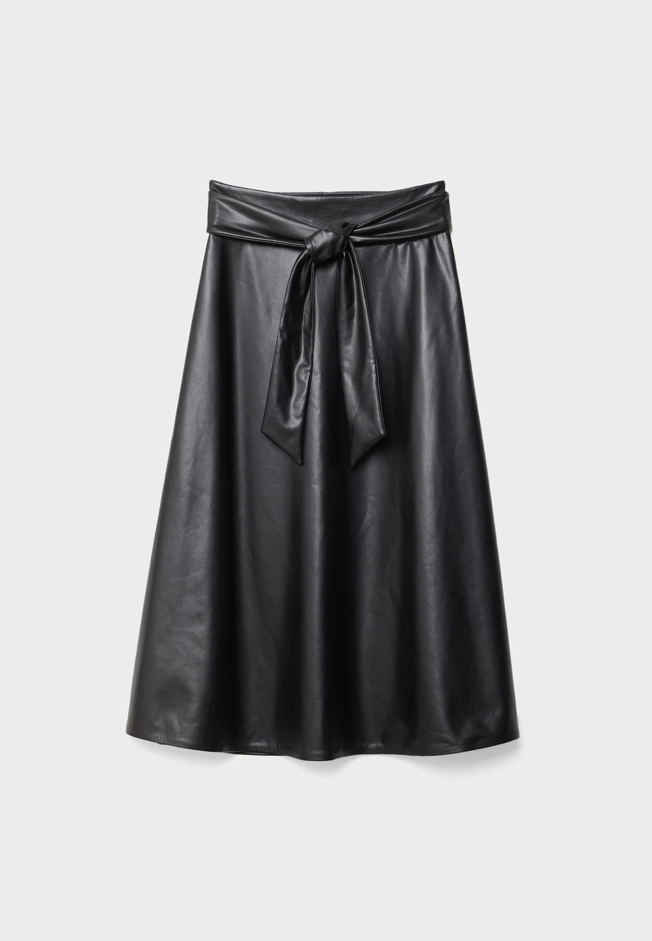 Saia midi em camadas com efeito de couro