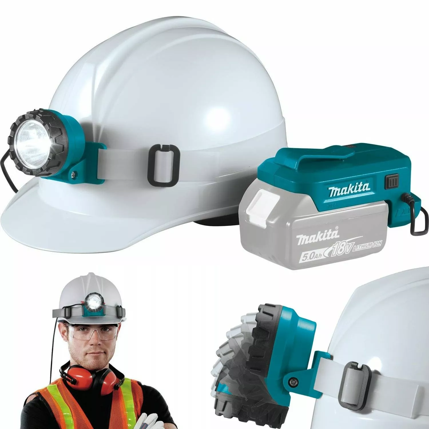 Makita DML800 14,4/18V Li-Ion accu LED hoofdlamp body - oplaadbaar - 2000Lm - IP54
