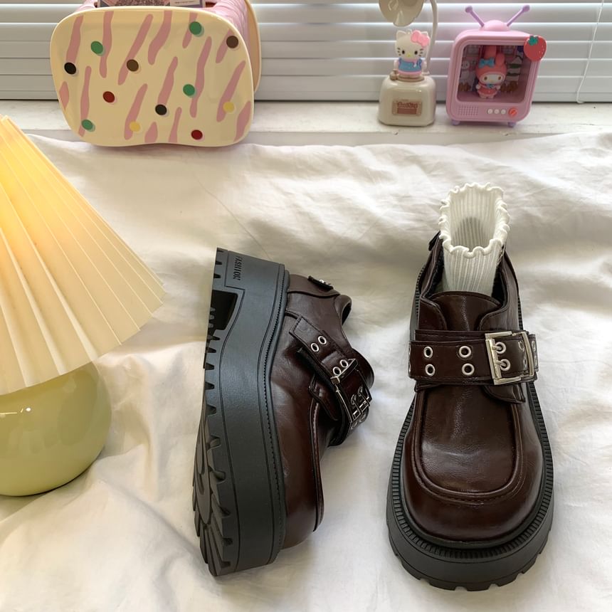 DURAC - Loafers met imitatieleren gesp en plateauzool