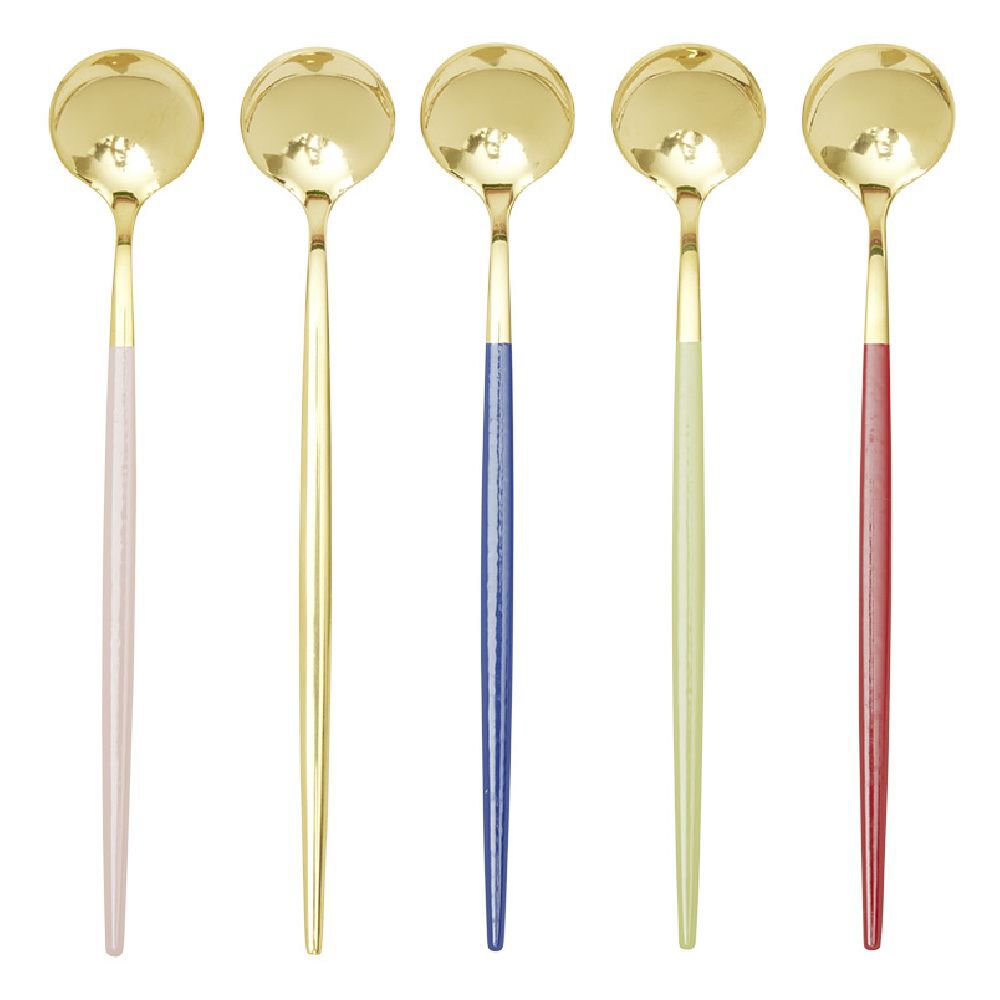 Cuillère mazagran en inox avec manche couleur x5