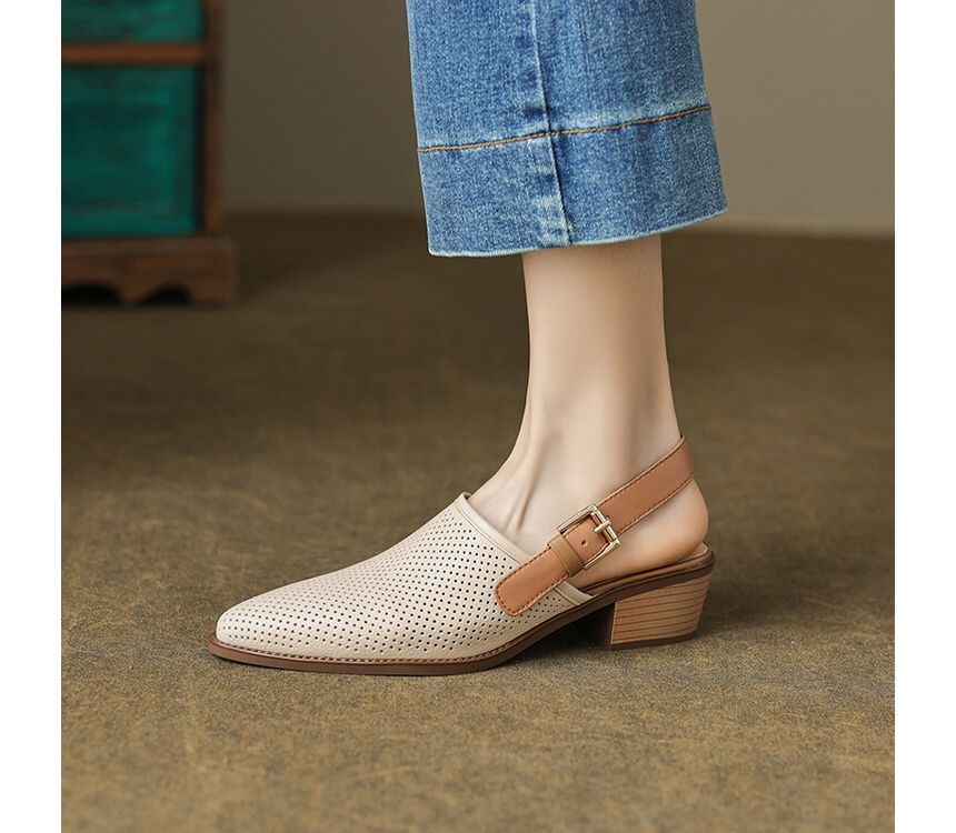 Megan - Slingback sandalen met blokhak