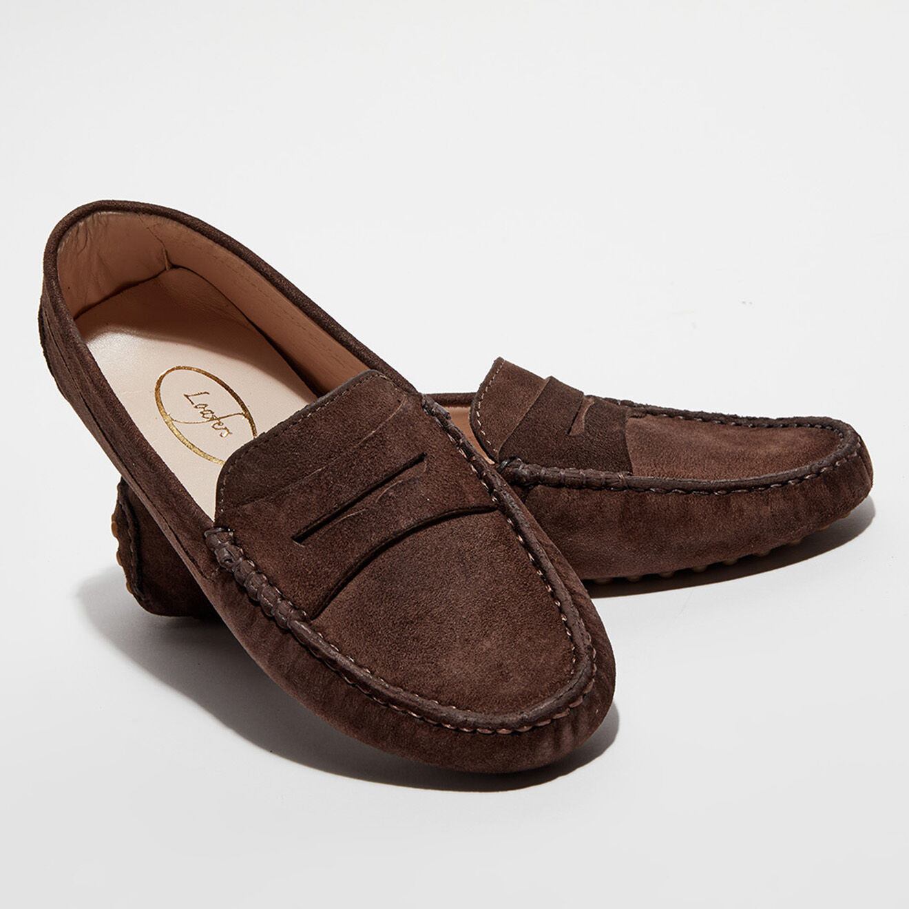 Loafers Mocassins en Velours de Cuir Jade marron