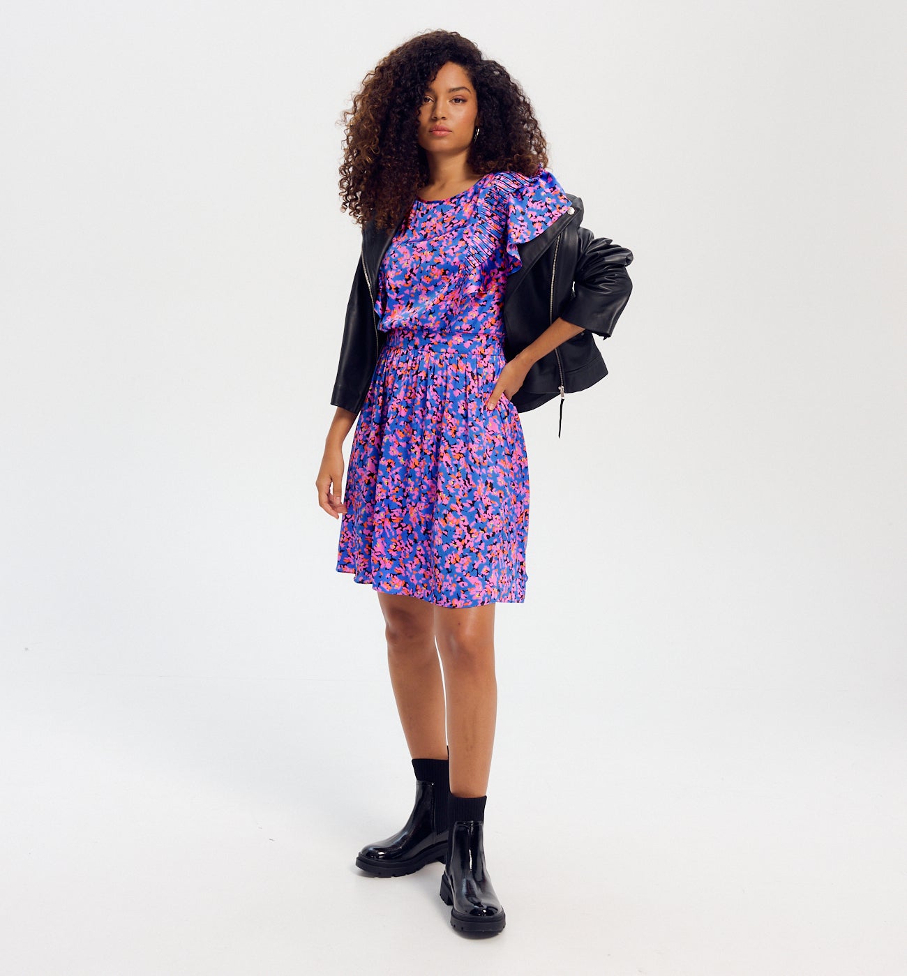 Robe en satin imprimé Femme - Imprimé bleu