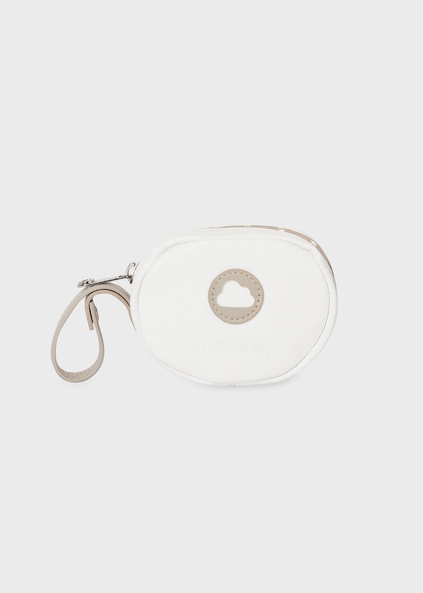 Porta-chupeta com detalhe de logotipo de bebê
