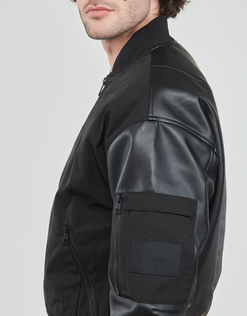 Calvin Klein Jeans - FAUX LEATHER BOMBER JACKET - Noir