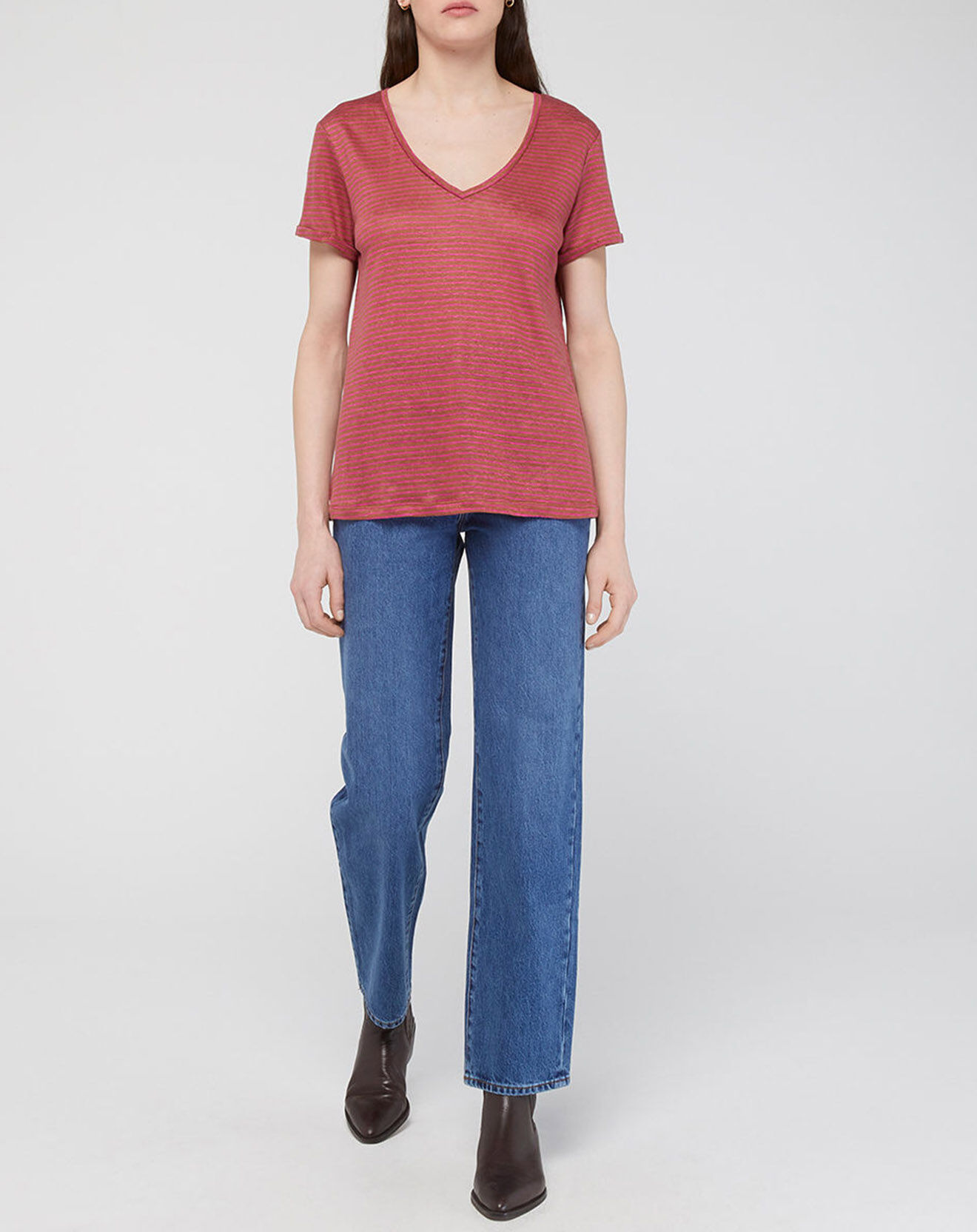 Galeries Lafayette T-Shirt 100% Lin Day marron/rose