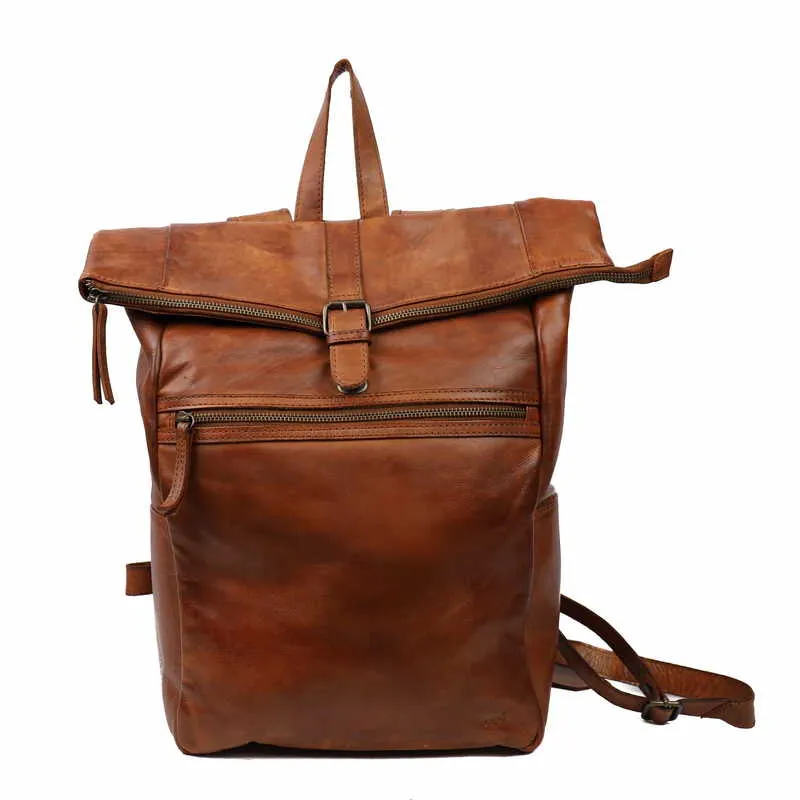 BEAR DESIGN Rucksack Cognac Leder  mit Laptopfach