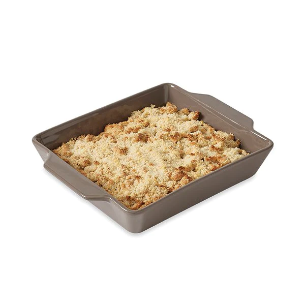 Plat à four rectangulaire en céramique taupe 19,5 x 22,5 cm Mathon
