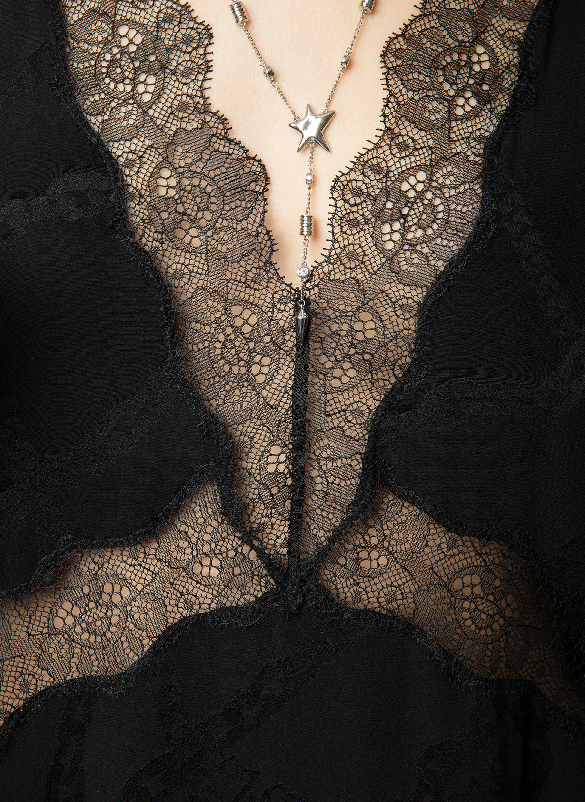 REDOX JAC - Robe midi décolleté V en soie | Noir