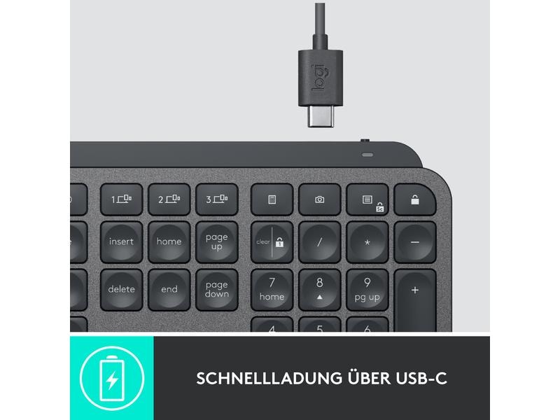 Logitech Tastatur Mx Keys for Business Komfortable Business-Tastatur mit «Logitech Flow»-Technologie und Logi Bolt Empfänger