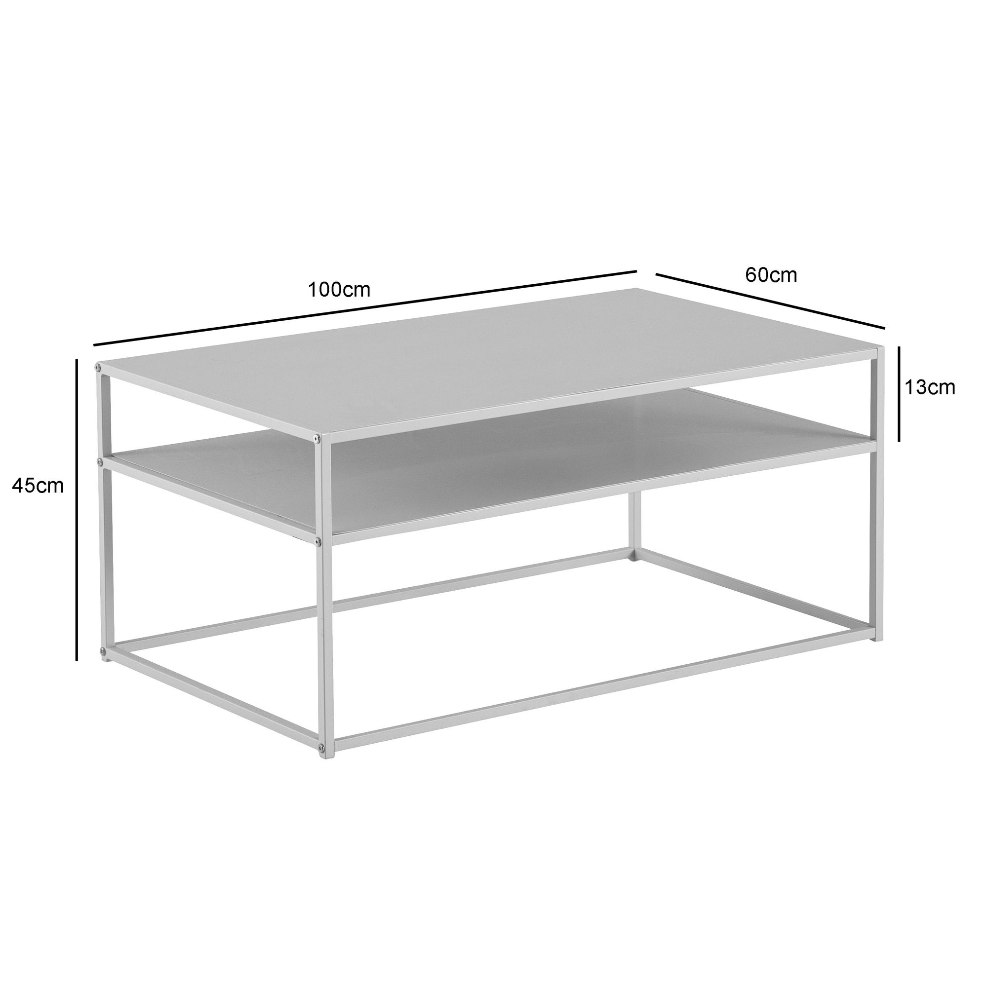 Couchtisch FineBuy Sofatisch 100 cm Weiß Metall Wohnzimmertisch Tisch Stauraum