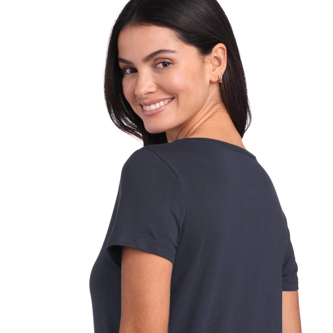 Famy 3 Damen T-Shirts im Set dunkelblau / hellblau / beere