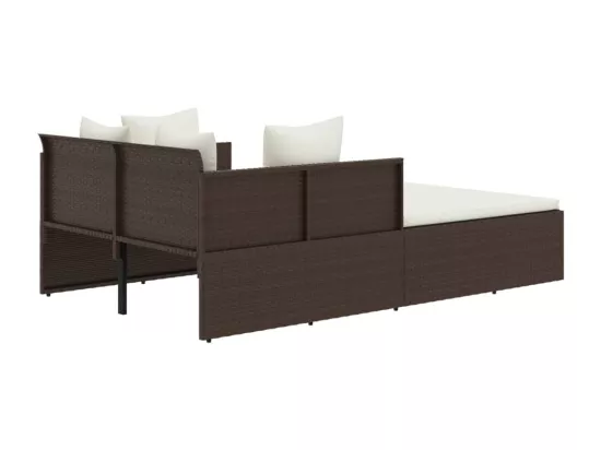 Chaise longue avec coussins marron 182x118x63 cm résine tressée