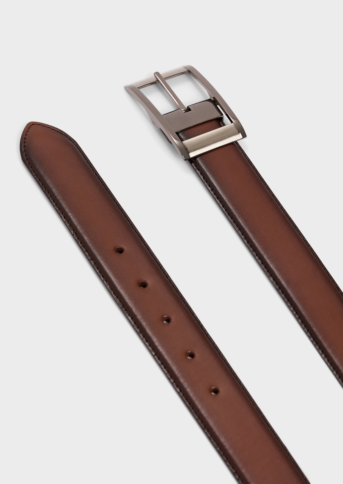 Ceinture ajustable en cuir lisse cognac