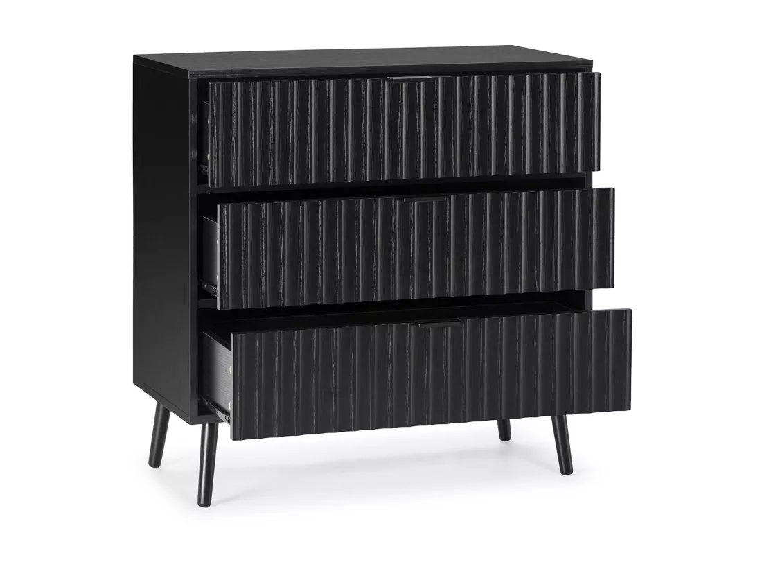 Commode Lluvia 3 tiroirs couleur noir