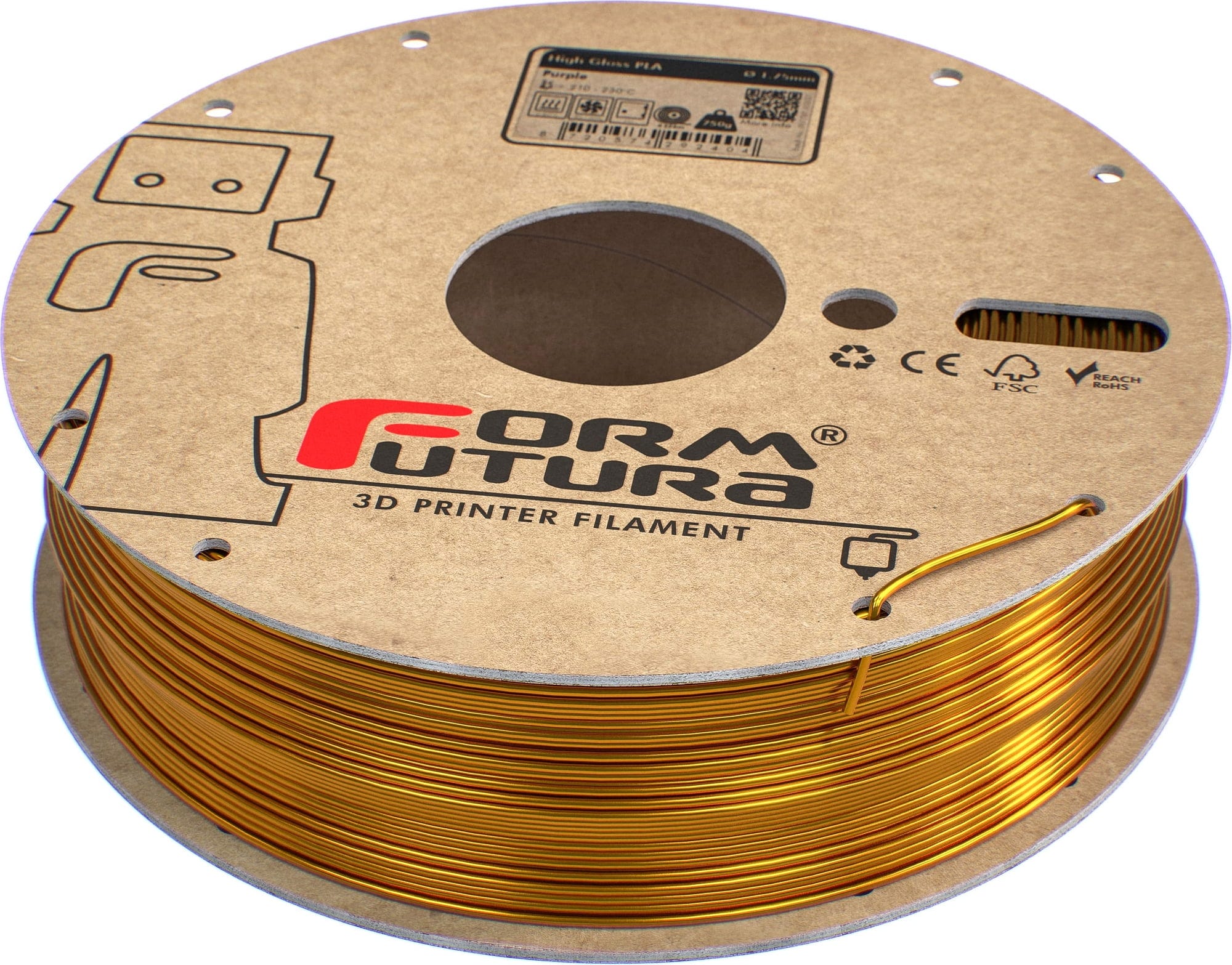FormFutura  High Gloss PLA Gold, 1,75 mm / 750 g    Ästhetisches Filament für Modelle ohne sichtbare Schichten