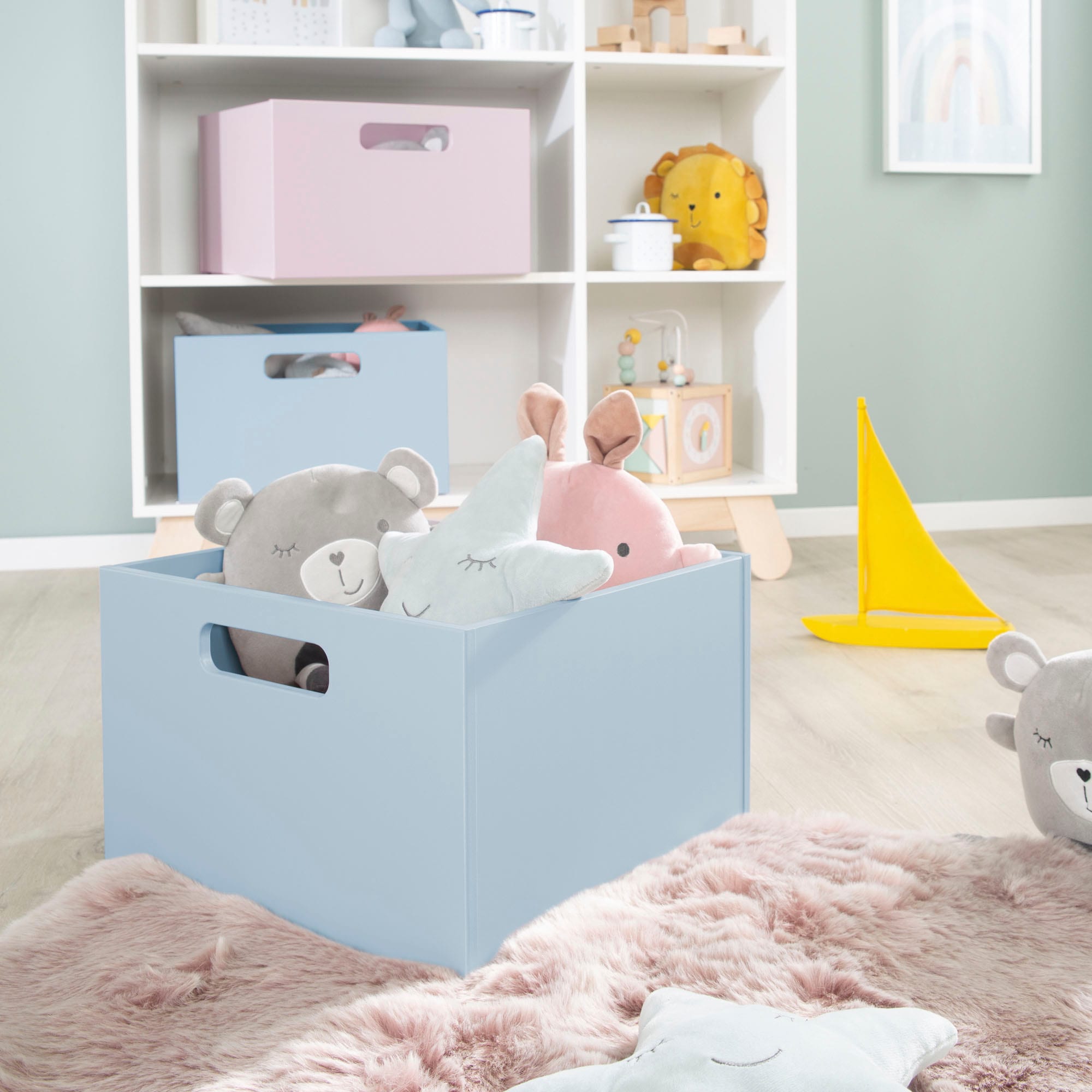roba® Aufbewahrungsbox »blau« aus Holz; Organizer für Spielzeug