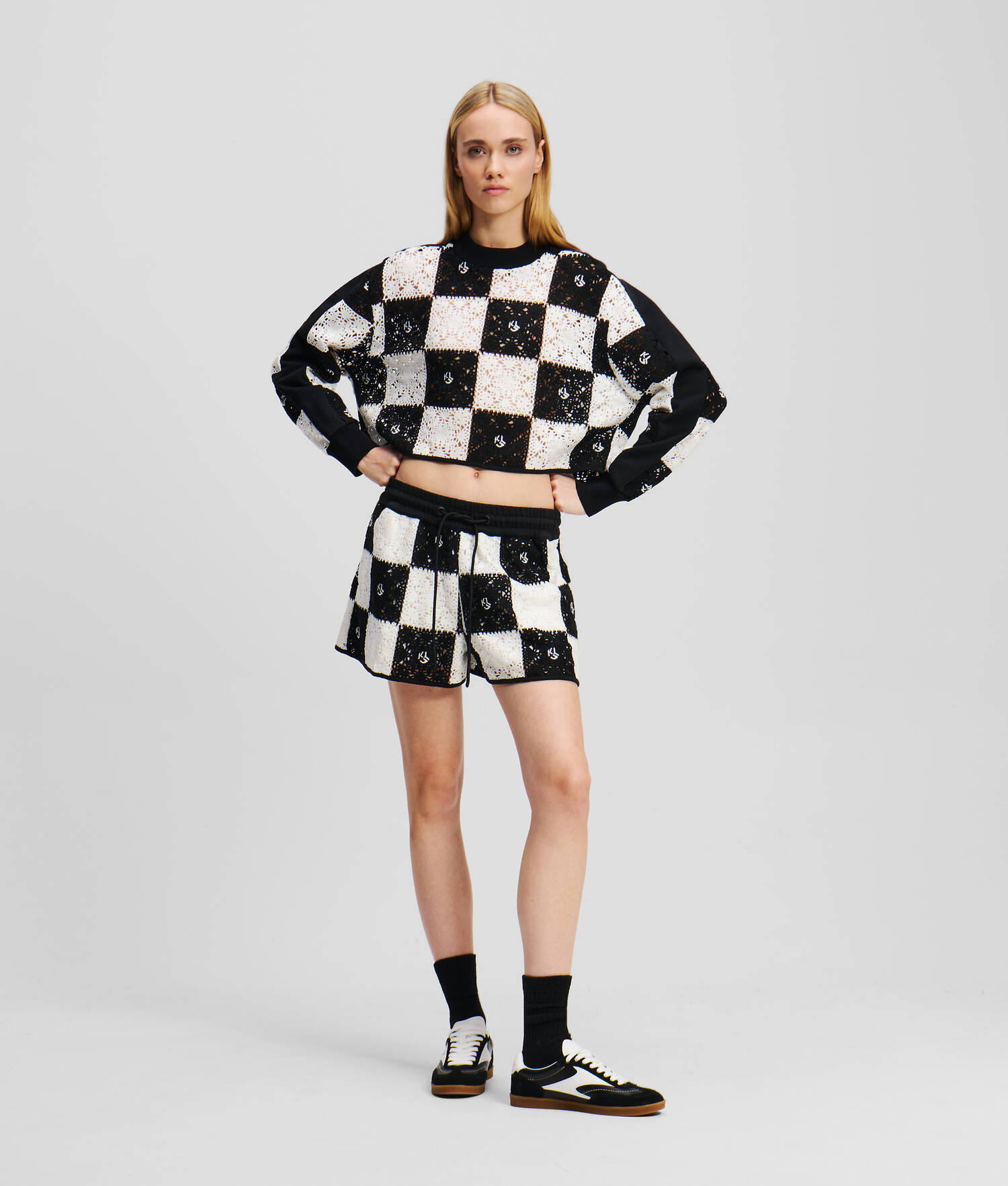 SHORT EN CROCHET - Noir/Blanc