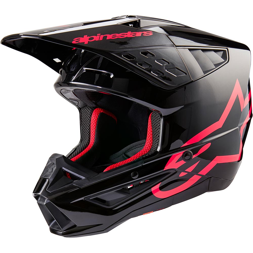 Alpinestars - Casque S-M5 Corp Noir / Rose fluo / Brillant