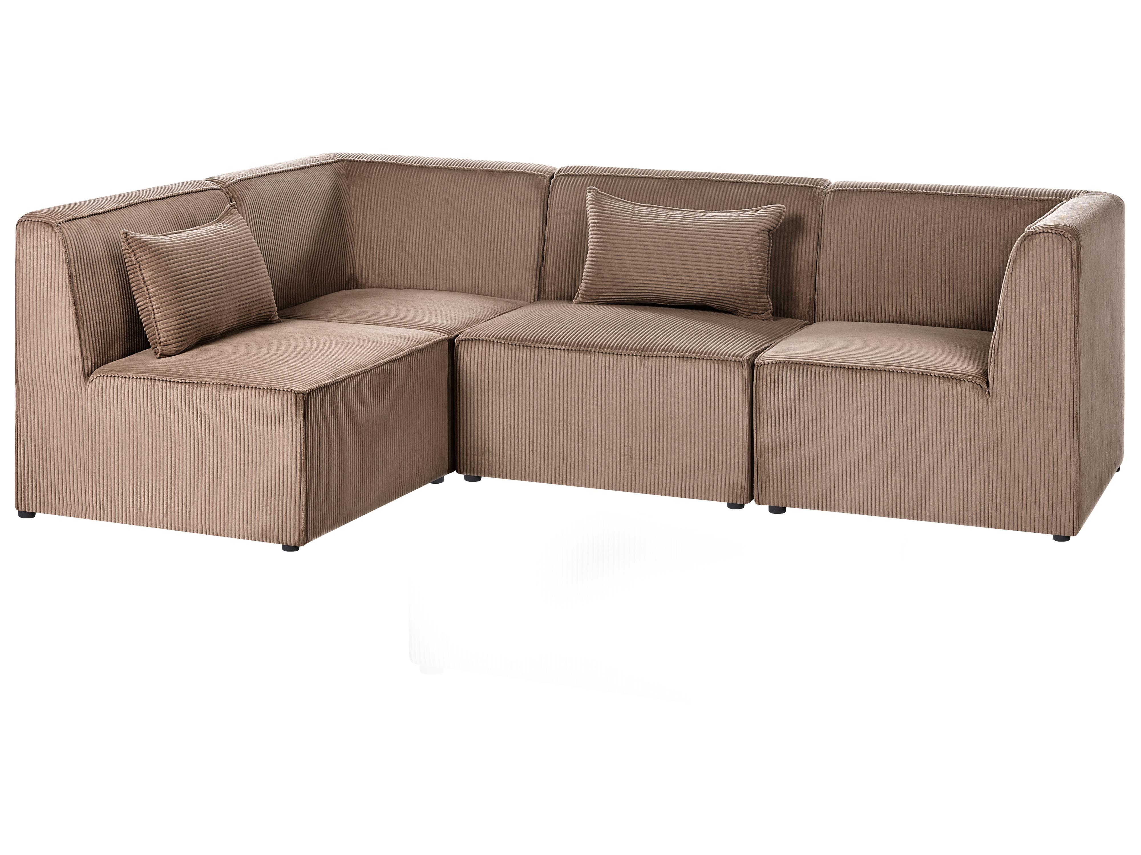 Modulaire hoekbank 4-zits LEMVIG Corduroy Zandbeige rechtszijdig