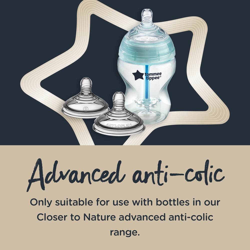 Tommee Tippee Fast Flow Advanced Anti-Kolik Babyflaschensauger, 2er-Pack