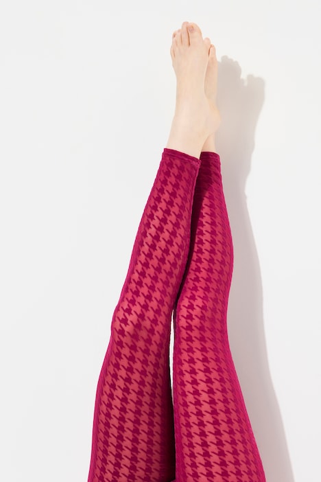 Strumpf-Leggings, Flockdruck, Hahnentritt