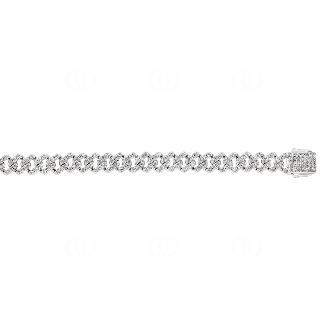 8mm Prong Cuban Link Panzerarmband 925 Silber mit Zirkonia