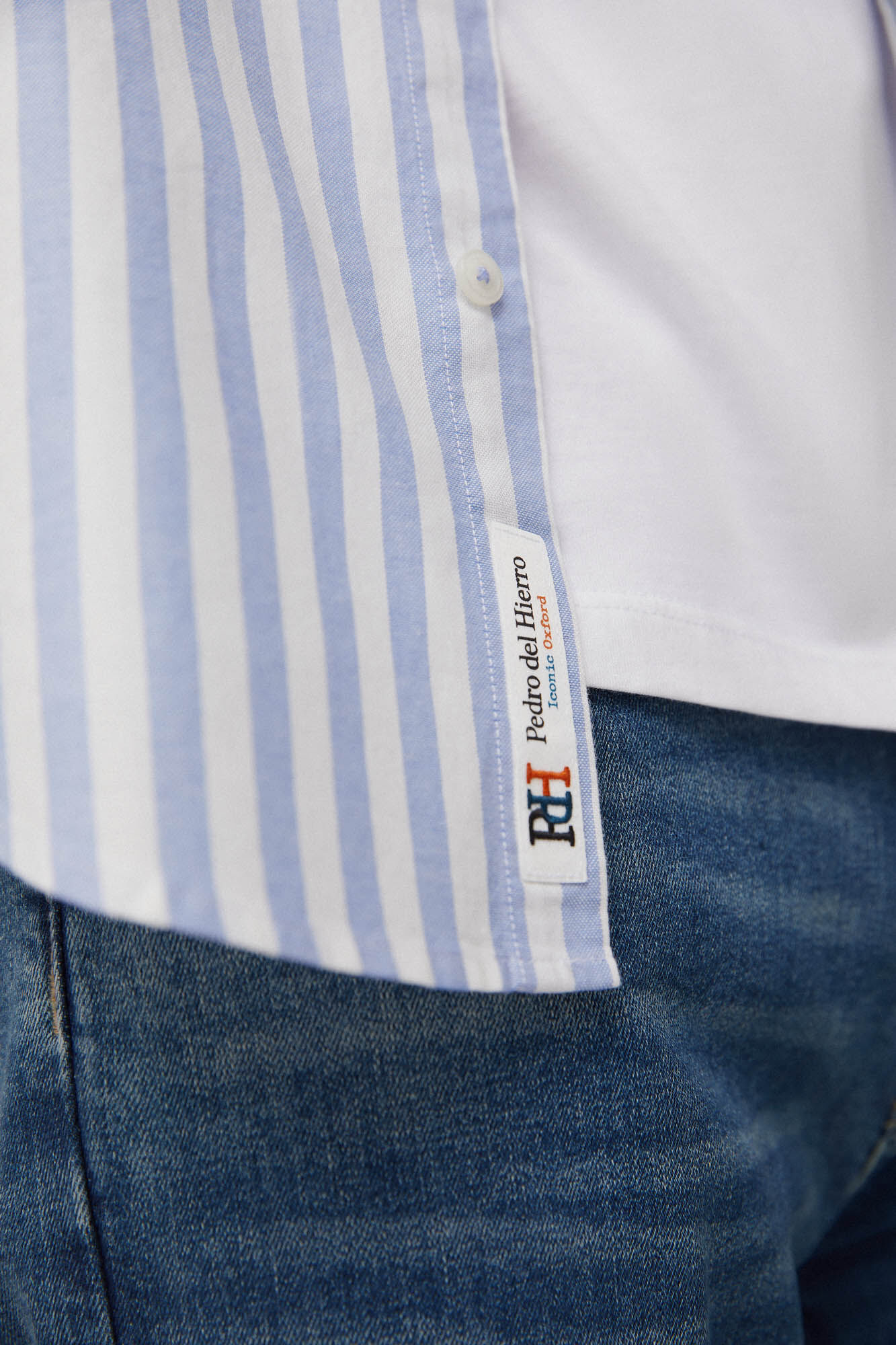 Camisa Oxford listrada icônica - Azul