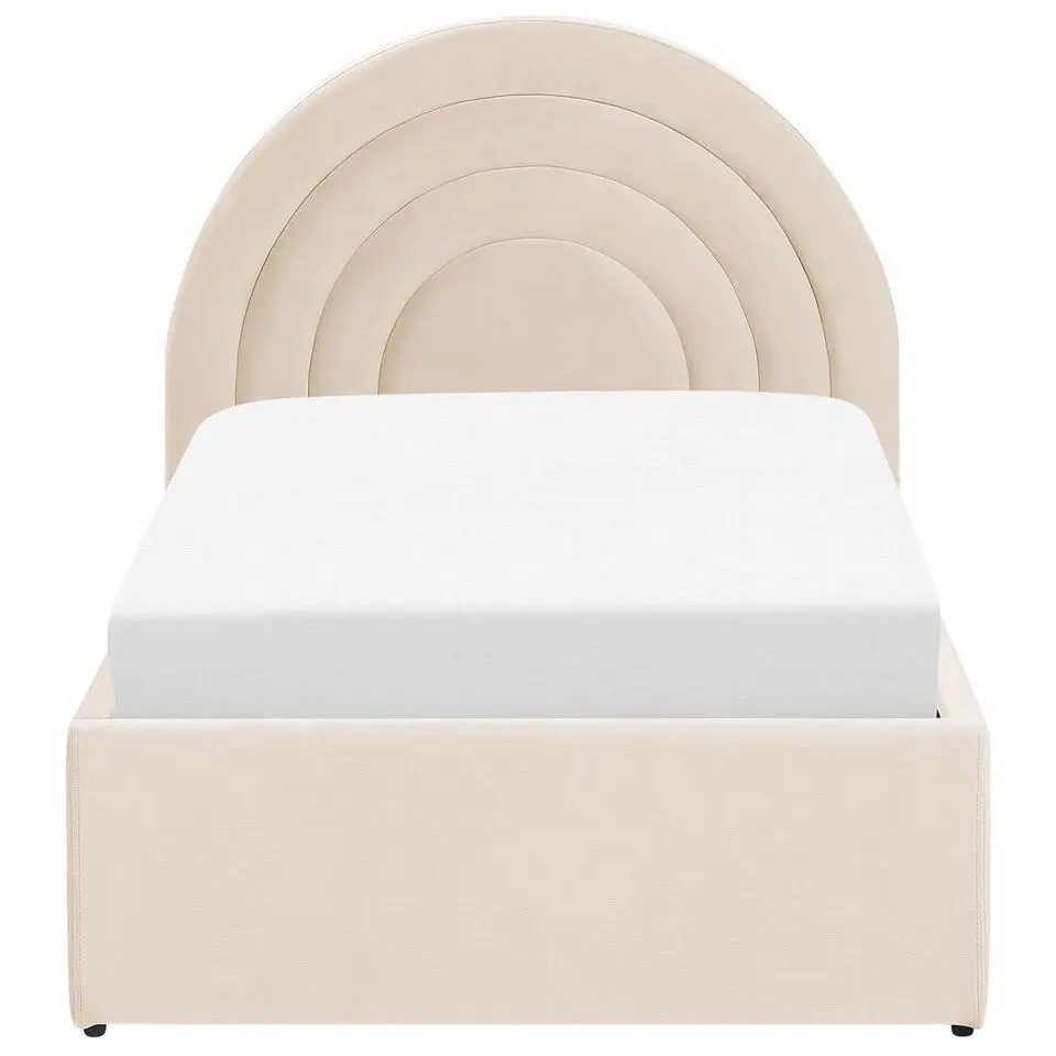 ANET - Bed met opbergruimte - Beige - 90 x 200 cm - Fluweel
