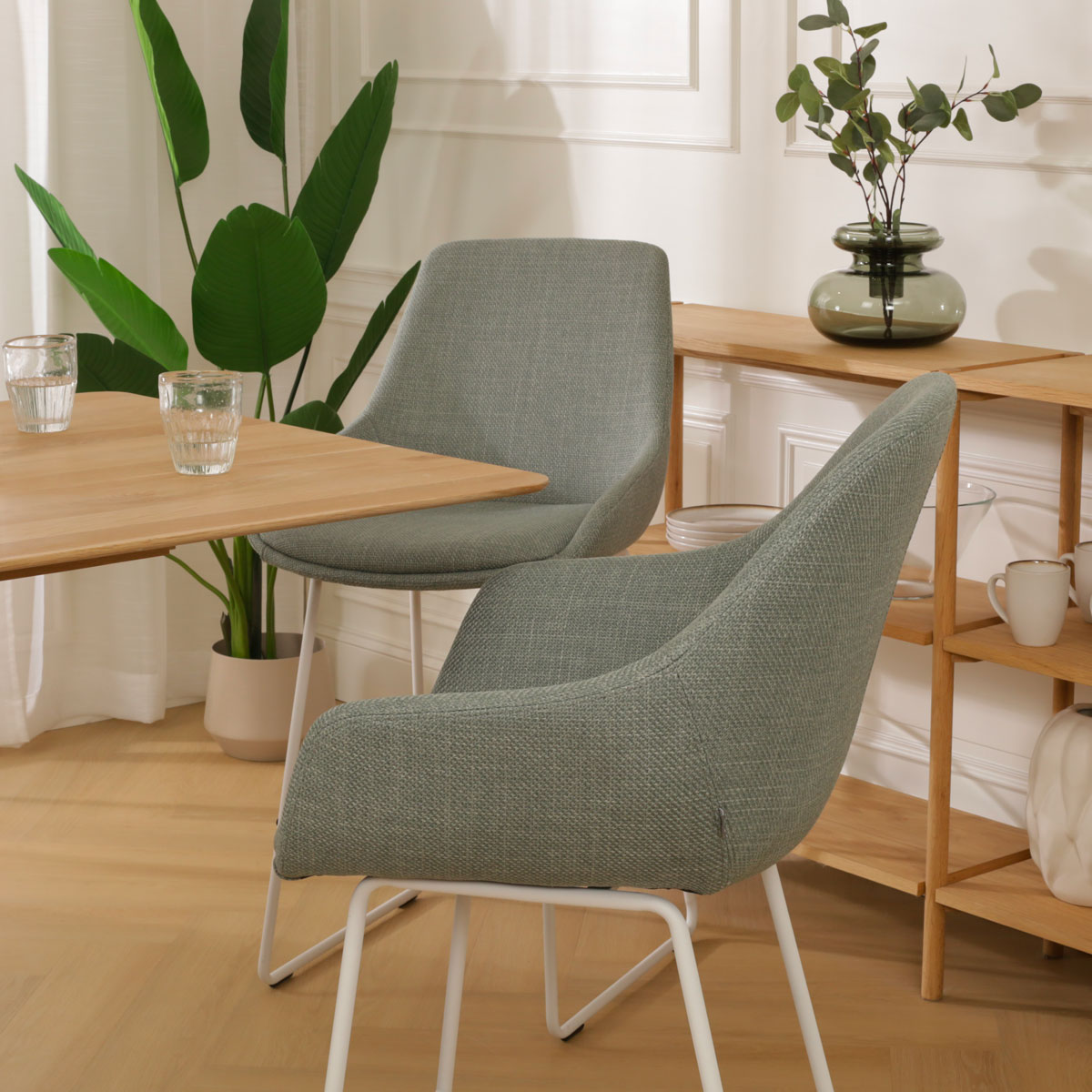 Barkruk Nino-Mae licht groen - wit onderstel - 75 cm