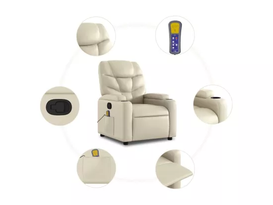 Fauteuil inclinable de massage Crème Similicuir