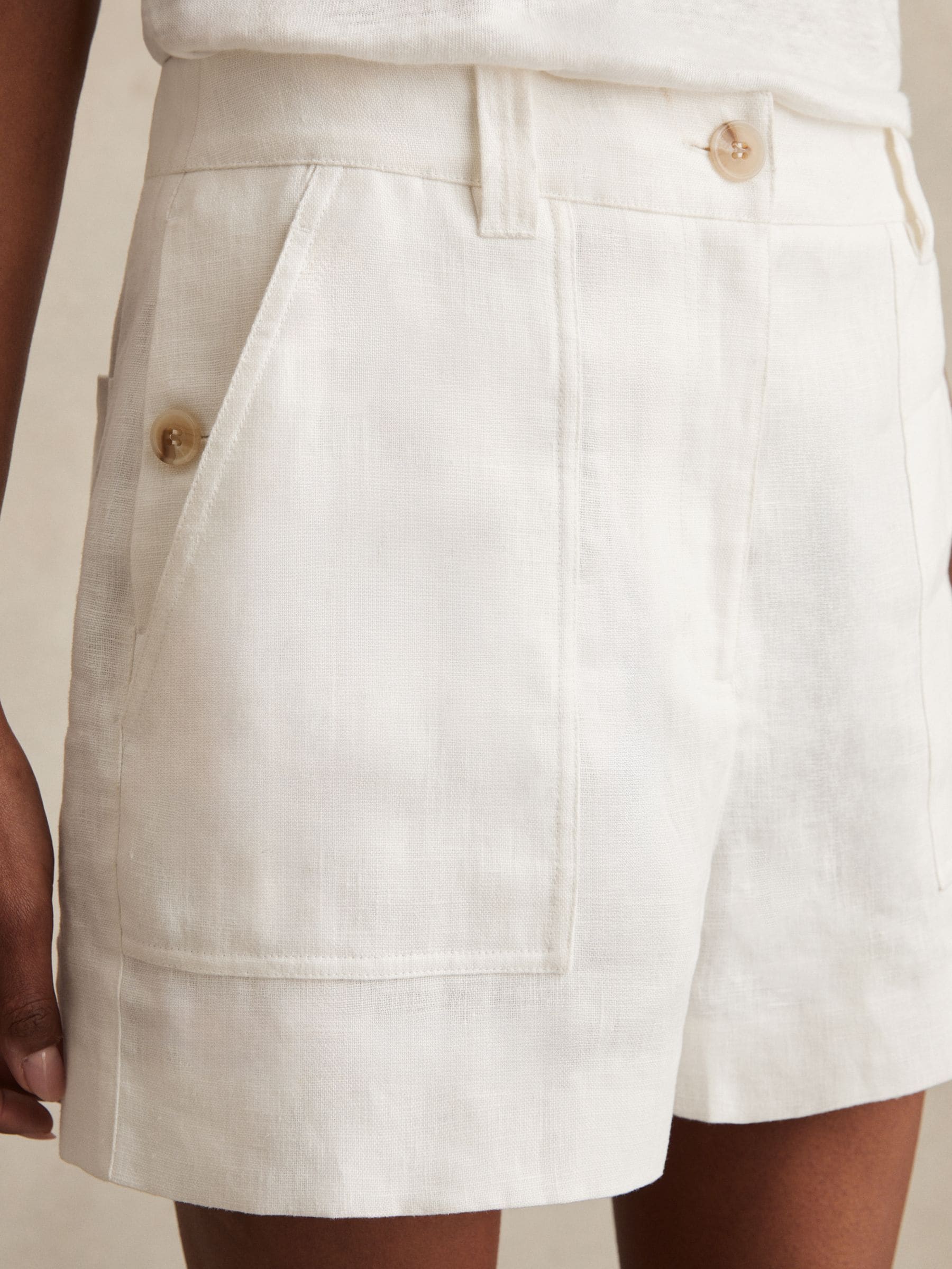 Wit - Reiss Ashby Linnen Shorts