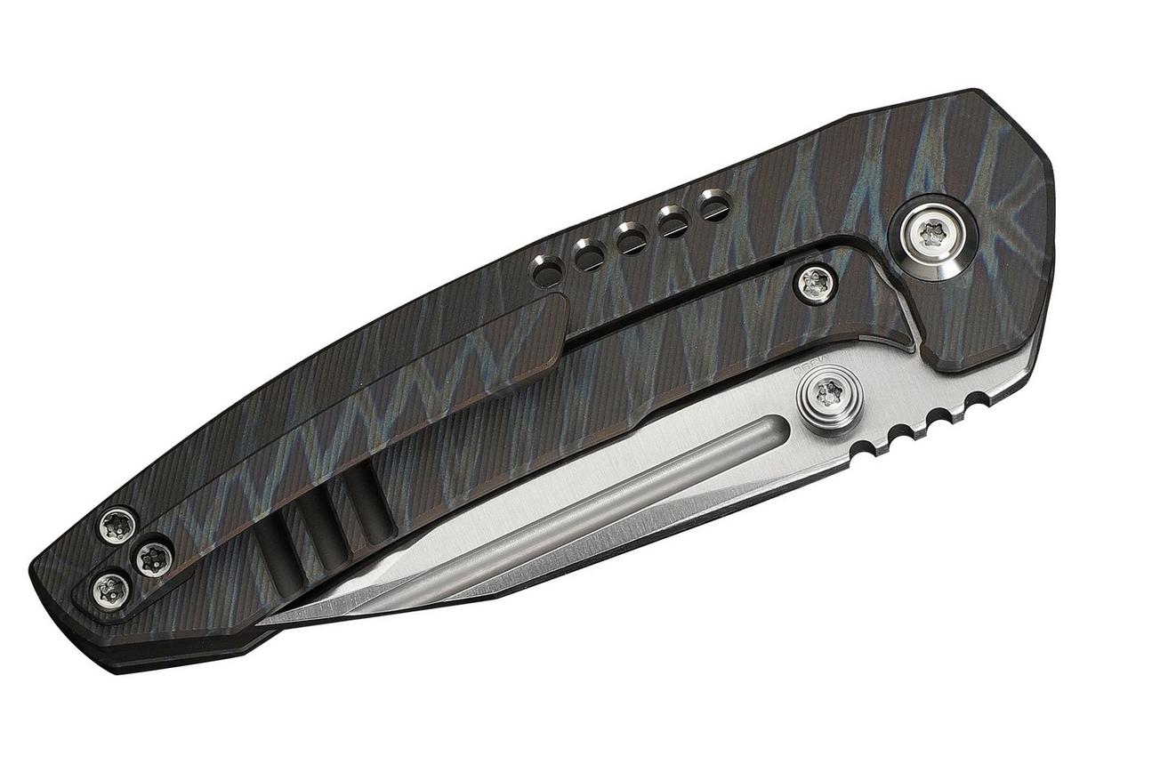 WE Knife Micro Trogon WE24043-3 Satin Böhler M390, Tiger Stripe Pattern Flamed Titanium, zakmes, Brian Brown design
