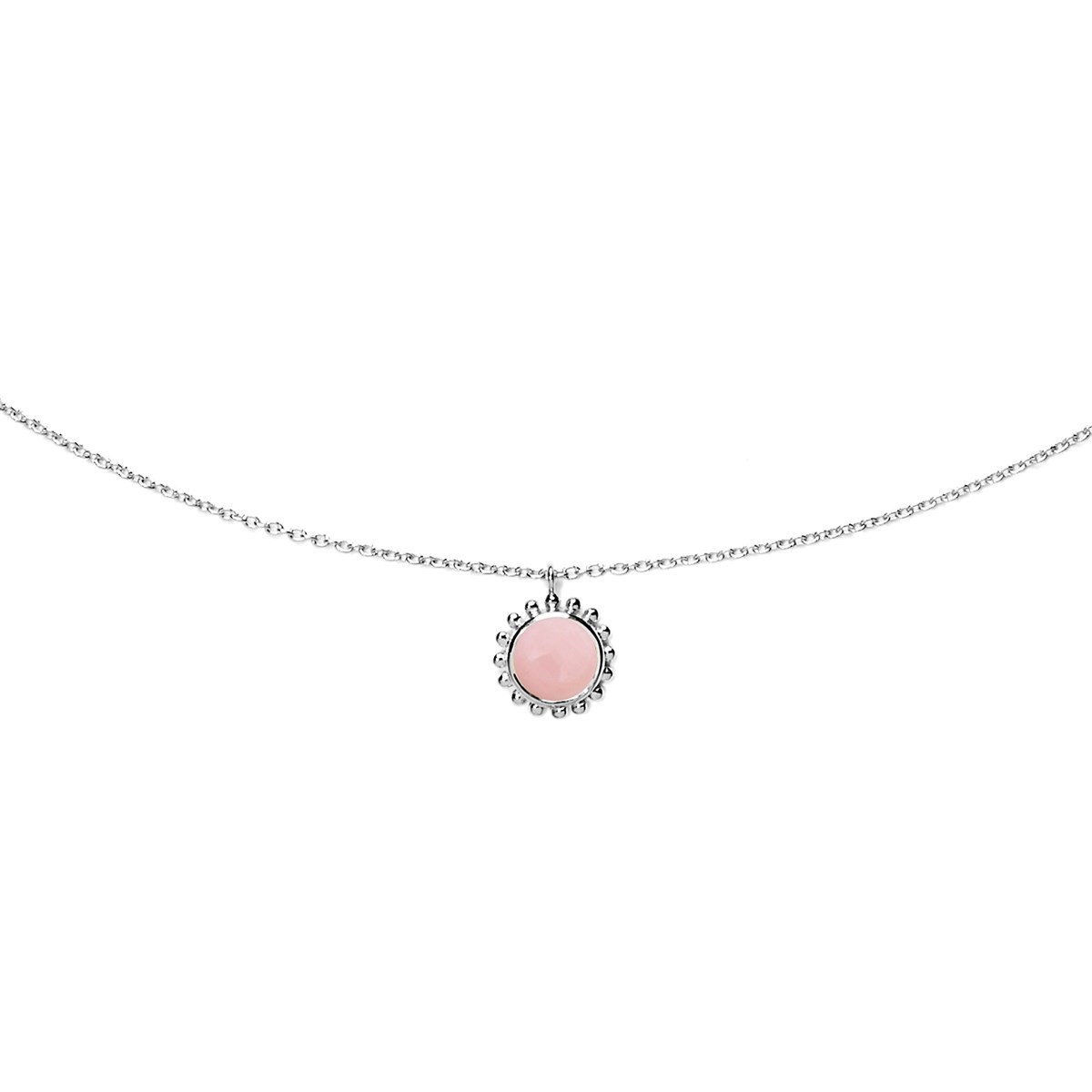 Collier Surya Grand Soleil et Opale Rose