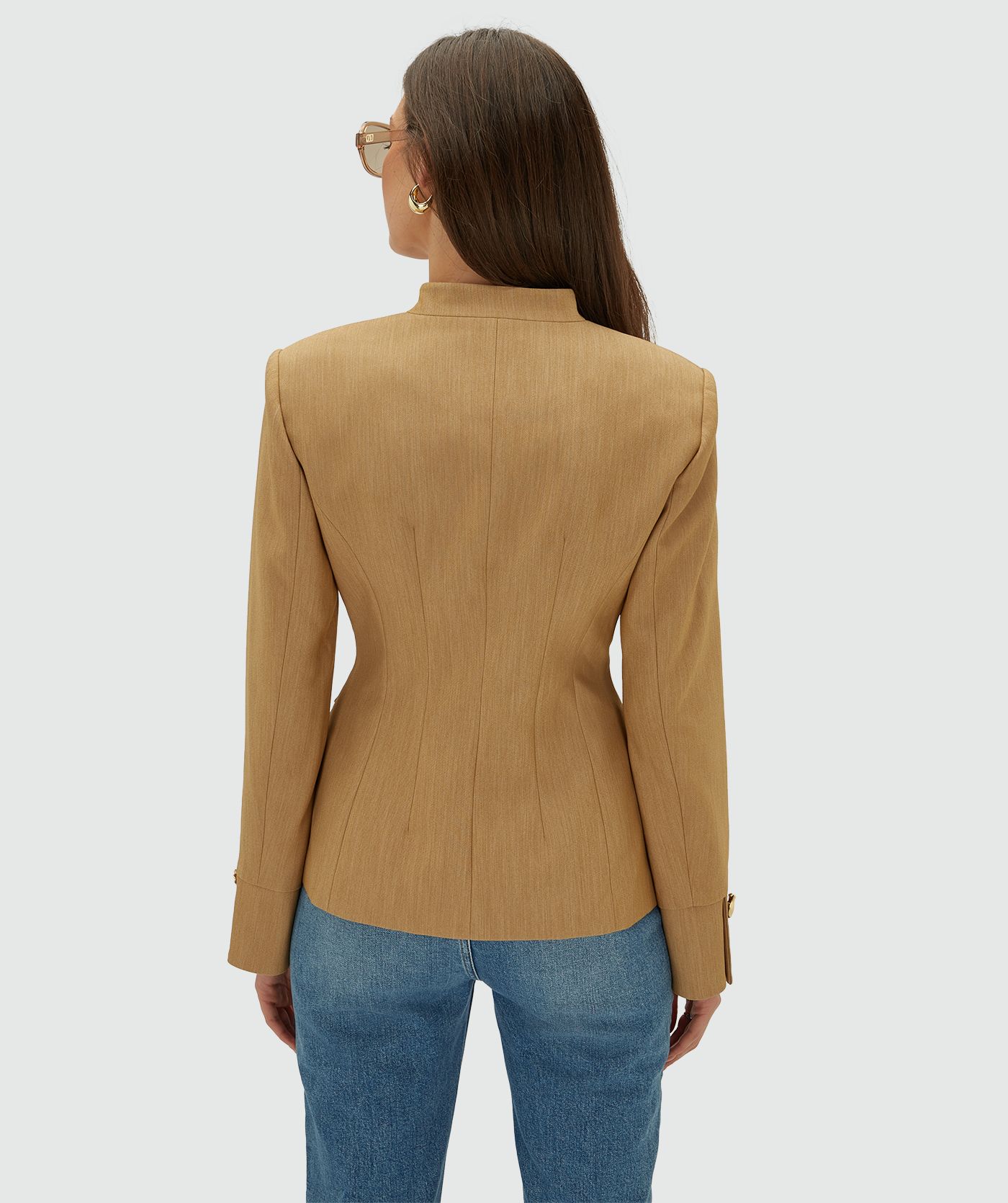 JV-BOSTON fitted blazer - light camel melange