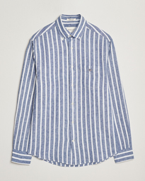 GANT Regular Fit Cotton/Linen Striped Shirt Rich Blue